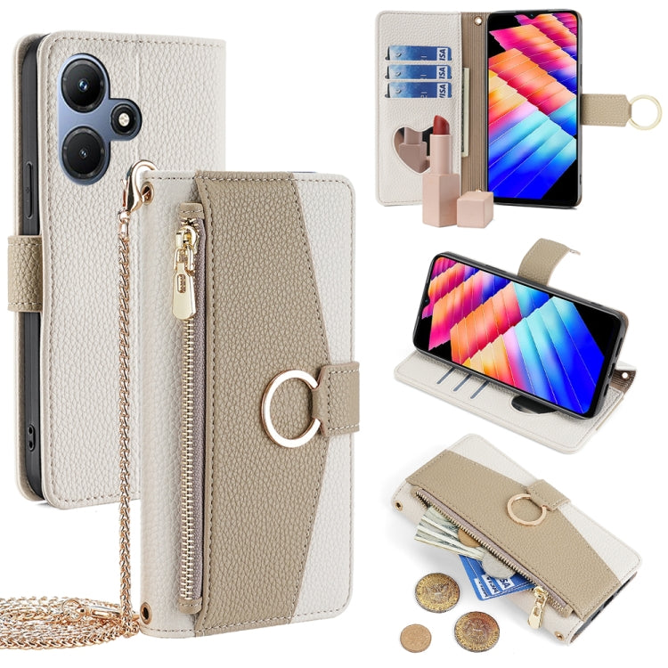 For Infinix Hot 30i 4G Crossbody Litchi Texture Leather Phone Case(White) - free shipping - PMC TechLife - Order now!