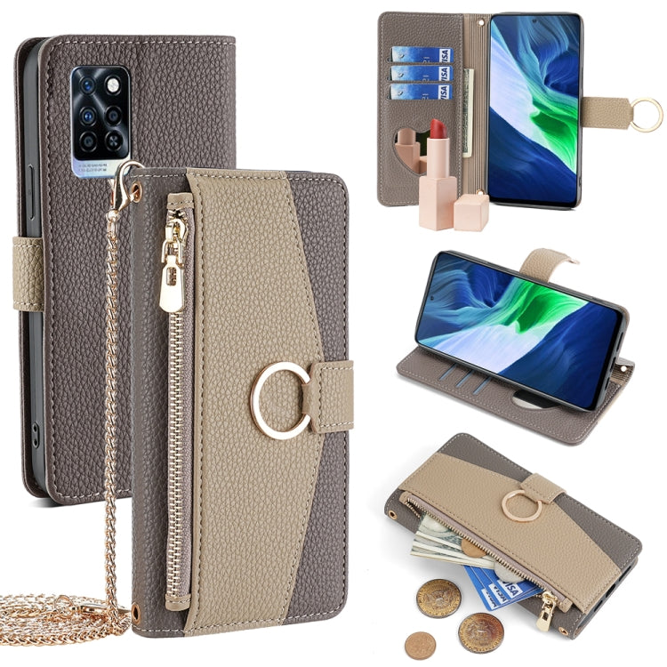 For Infinix Note 10 Pro Crossbody Litchi Texture Leather Phone Case(Grey) - Infinix Cases by PMC TechLife | Online Shopping South Africa | PMC TechLife | Buy Now Pay Later Mobicred