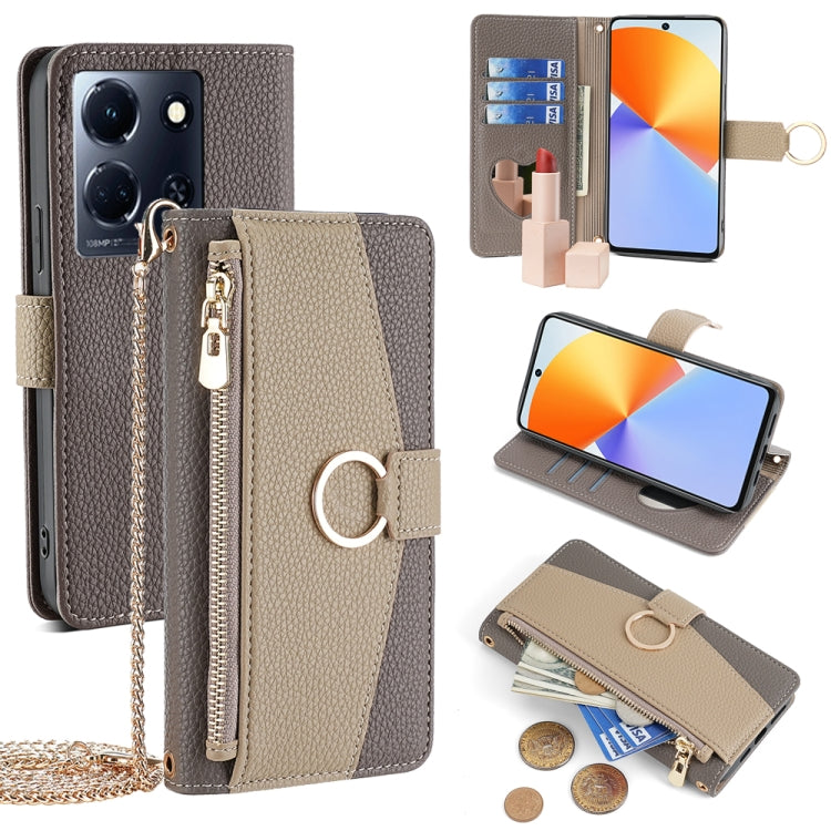 For Infinix Note 30 4G Crossbody Litchi Texture Leather Phone Case(Grey) - Infinix Cases by PMC TechLife | Online Shopping South Africa | PMC TechLife | Buy Now Pay Later Mobicred