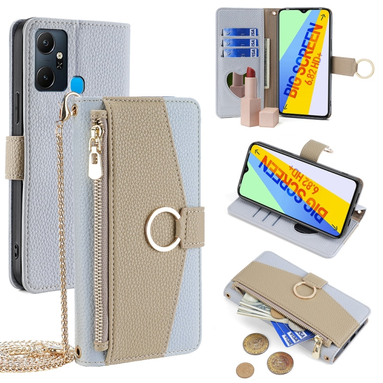 For Infinix Smart 6 Plus Crossbody Litchi Texture Leather Phone Case(Blue) - Infinix Cases by PMC TechLife | Online Shopping South Africa | PMC TechLife | Buy Now Pay Later Mobicred