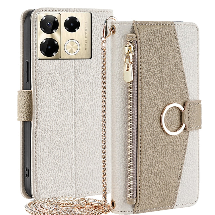 For Infinix Note 40 Pro 4G Crossbody Litchi Texture Leather Phone Case(White) - Infinix Cases by PMC TechLife | Online Shopping South Africa | PMC TechLife | Buy Now Pay Later Mobicred