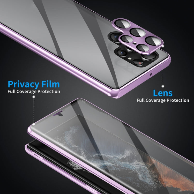 For Samsung Galaxy S24 Ultra 5G HD Full Cover Magnetic Metal Tempered Glass Phone Case(Purple) - Galaxy S24 Ultra 5G Cases by PMC TechLife | Online Shopping South Africa | PMC TechLife