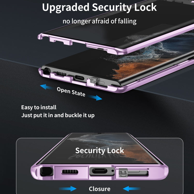 For Samsung Galaxy S25 Ultra 5G HD Full Cover Magnetic Metal Tempered Glass Phone Case(Silver) - Galaxy S25 Ultra 5G Cases by PMC TechLife | Online Shopping South Africa | PMC TechLife | Buy Now Pay Later Mobicred