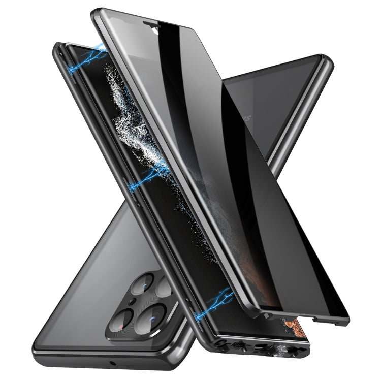 For Samsung Galaxy S24 Ultra 5G Privacy Full Cover Magnetic Metal Tempered Glass Phone Case(Black) - Galaxy S24 Ultra 5G Cases by PMC TechLife | Online Shopping South Africa | PMC TechLife | Buy Now Pay Later Mobicred