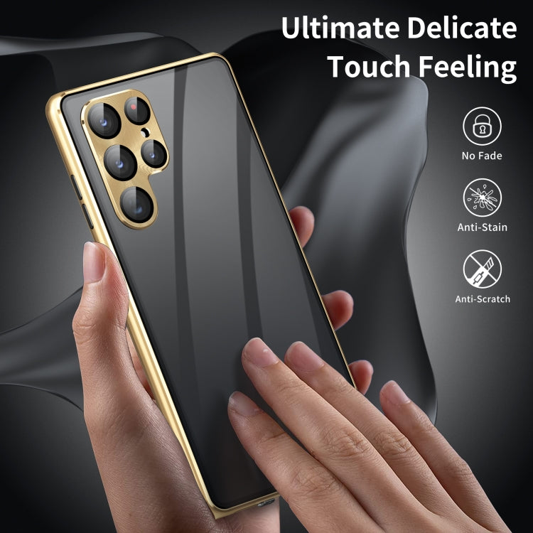 For Samsung Galaxy S25 Ultra 5G Privacy Full Cover Magnetic Metal Tempered Glass Phone Case(Gold) - Galaxy S25 Ultra 5G Cases by PMC TechLife | Online Shopping South Africa | PMC TechLife | Buy Now Pay Later Mobicred