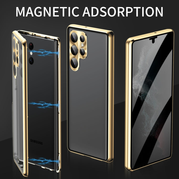 For Samsung Galaxy S25 Ultra 5G Privacy Full Cover Magnetic Metal Tempered Glass Phone Case(Purple) - Galaxy S25 Ultra 5G Cases by PMC TechLife | Online Shopping South Africa | PMC TechLife | Buy Now Pay Later Mobicred