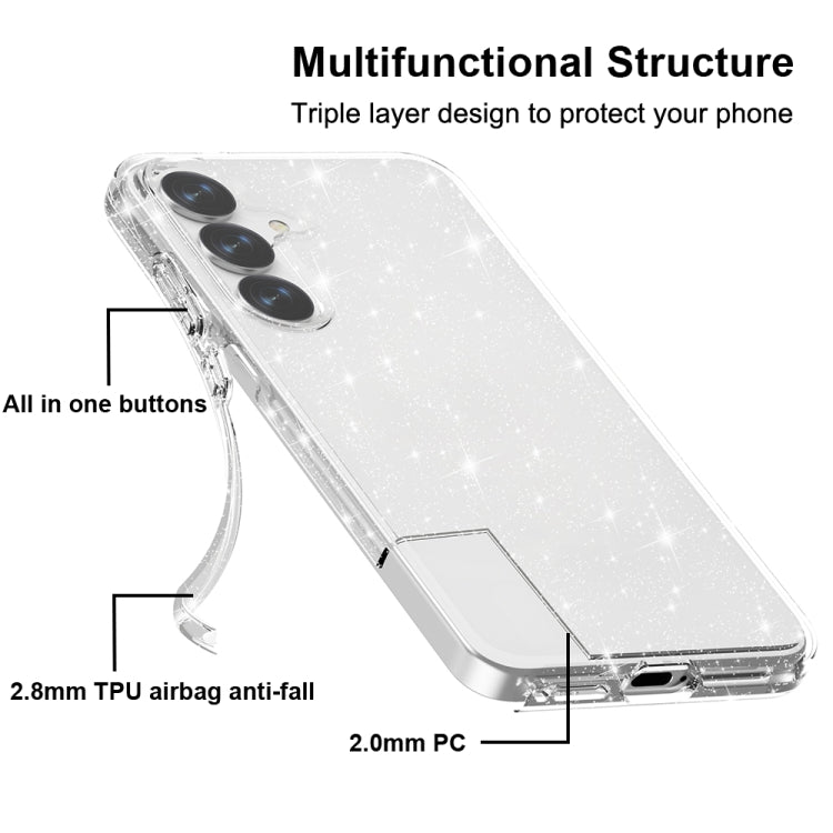 For Samsung Galaxy S25+ 5G Shockproof Terminator Glitter Powder Phone Case(White) - free shipping - PMC Jewellery - Order now!