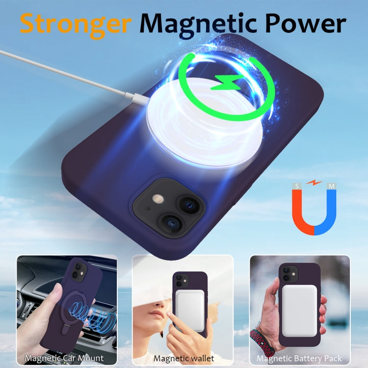 For iPhone 12 MagSafe Magnetic Liquid Silicone Phone Case with Ring Holder(Purple) - iPhone 12 / 12 Pro Cases by PMC TechLife | Online Shopping South Africa | PMC TechLife
