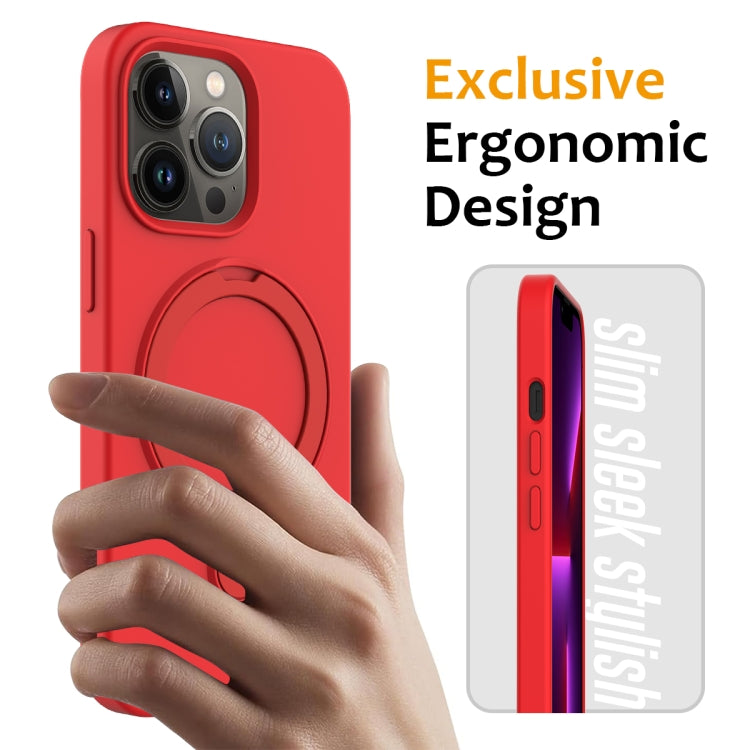 For iPhone 13 Pro Max MagSafe Magnetic Liquid Silicone Phone Case with Ring Holder(Red) - iPhone 13 Pro Max Cases by PMC TechLife | Online Shopping South Africa | PMC TechLife