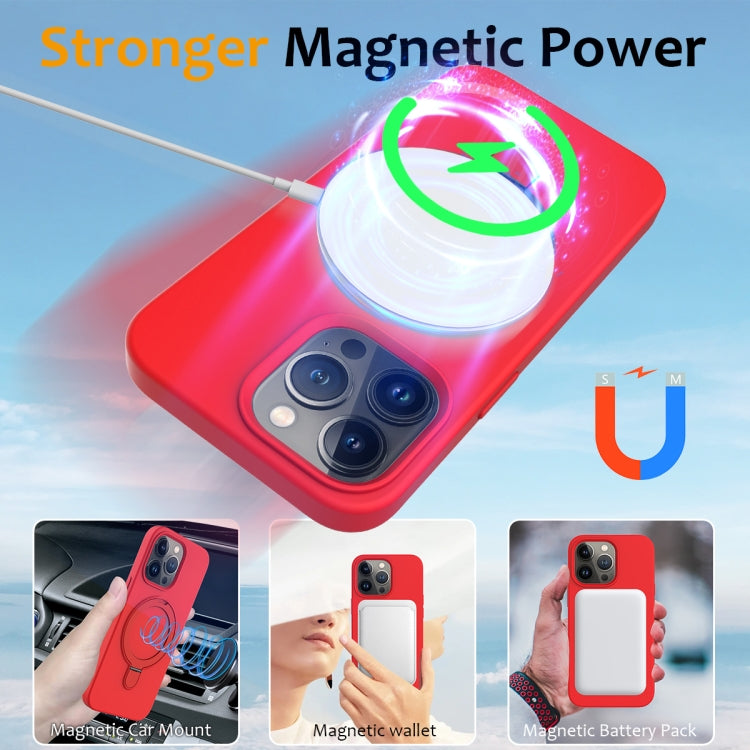 For iPhone 13 Pro Max MagSafe Magnetic Liquid Silicone Phone Case with Ring Holder(Red) - iPhone 13 Pro Max Cases by PMC TechLife | Online Shopping South Africa | PMC TechLife