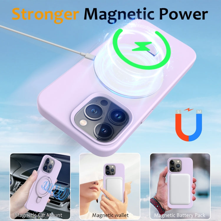 For iPhone 13 Pro MagSafe Magnetic Liquid Silicone Phone Case with Ring Holder(Lilac Purple) - iPhone 13 Pro Cases by PMC TechLife | Online Shopping South Africa | PMC TechLife