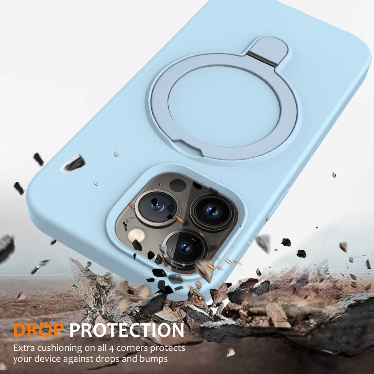 For iPhone 14 Pro Max MagSafe Magnetic Liquid Silicone Phone Case with Ring Holder(Sky Blue) - iPhone 14 Pro Max Cases by PMC TechLife | Online Shopping South Africa | PMC TechLife