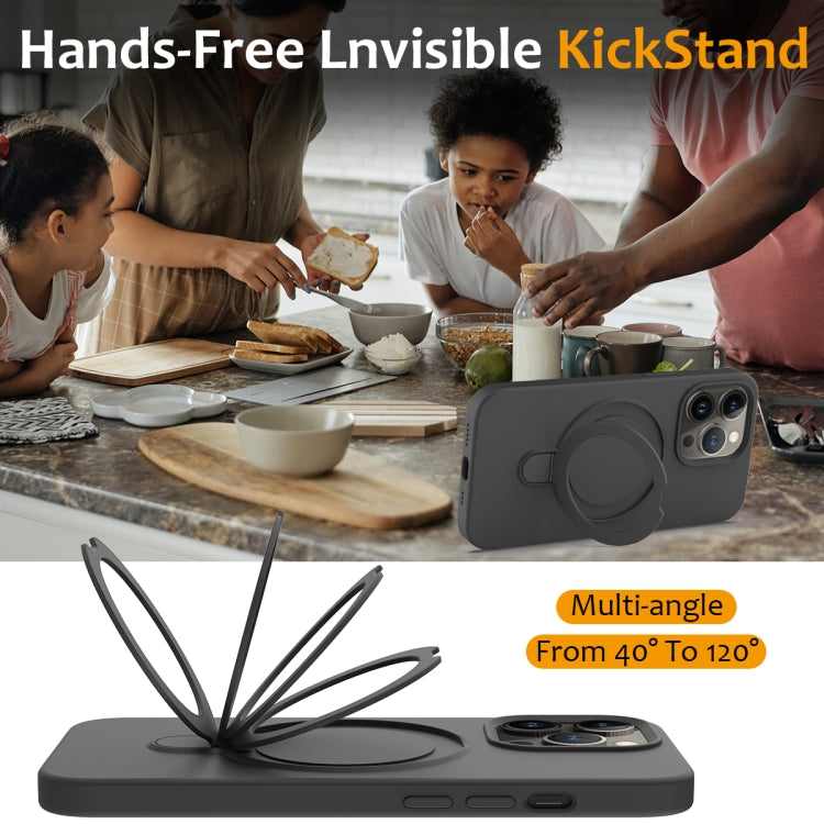 For iPhone 14 Pro MagSafe Magnetic Liquid Silicone Phone Case with Ring Holder(Carbon Black) - iPhone 14 Pro Cases by PMC TechLife | Online Shopping South Africa | PMC TechLife