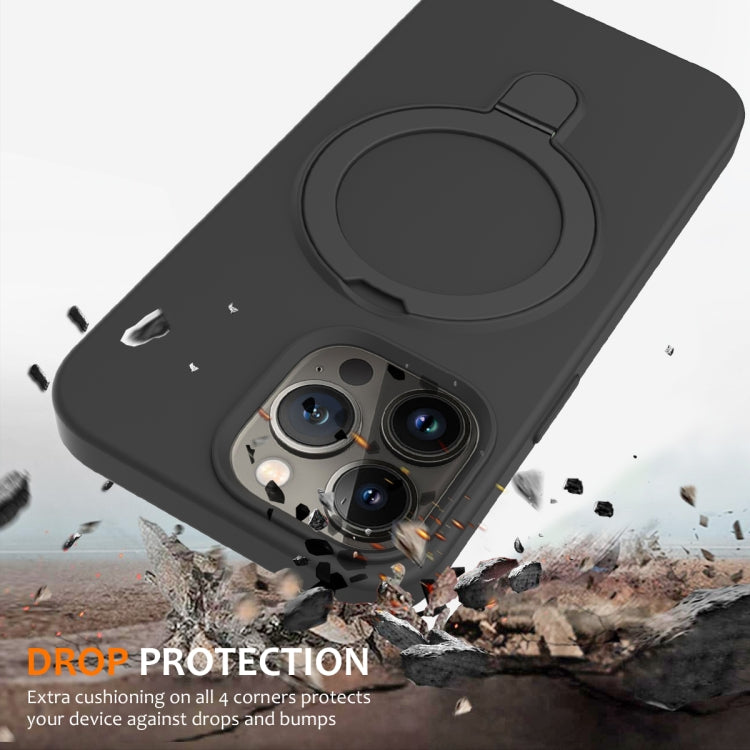 For iPhone 14 Pro MagSafe Magnetic Liquid Silicone Phone Case with Ring Holder(Carbon Black) - iPhone 14 Pro Cases by PMC TechLife | Online Shopping South Africa | PMC TechLife