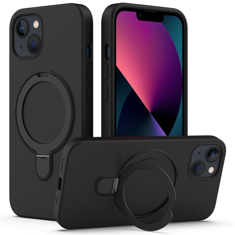 For iPhone 14 MagSafe Magnetic Liquid Silicone Phone Case with Ring Holder(Black) - iPhone 14 Cases by PMC TechLife | Online Shopping South Africa | PMC TechLife