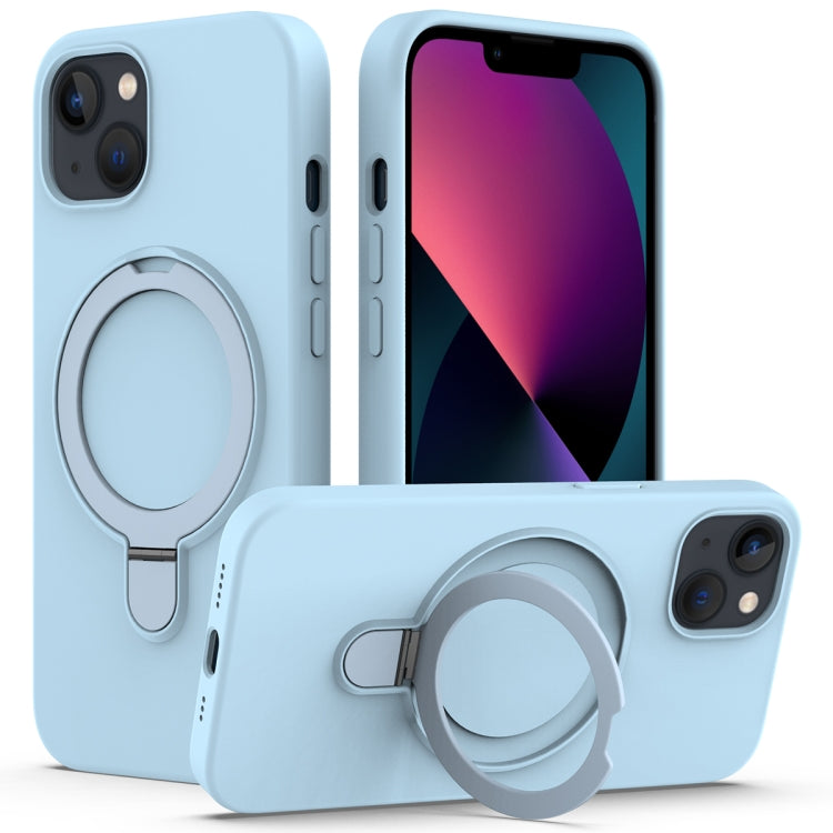 For iPhone 15 Plus MagSafe Magnetic Liquid Silicone Phone Case with Ring Holder(Sky Blue) - iPhone 15 Plus Cases by PMC TechLife | Online Shopping South Africa | PMC TechLife