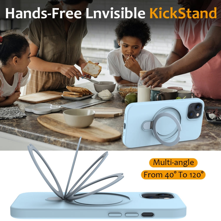 For iPhone 15 Plus MagSafe Magnetic Liquid Silicone Phone Case with Ring Holder(Sky Blue) - iPhone 15 Plus Cases by PMC TechLife | Online Shopping South Africa | PMC TechLife