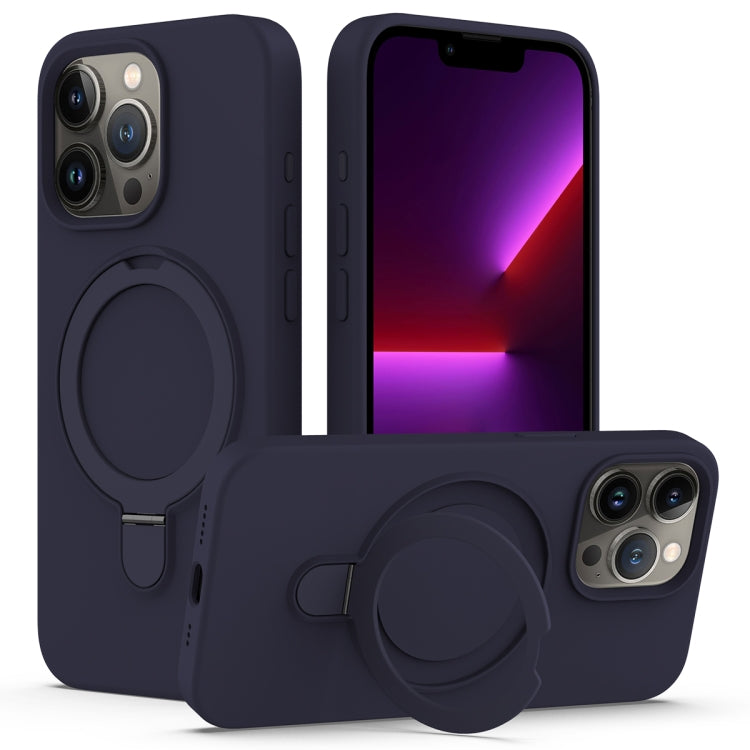 For iPhone 15 Pro MagSafe Magnetic Liquid Silicone Phone Case with Ring Holder(Midnight Blue) - iPhone 15 Pro Cases by PMC TechLife | Online Shopping South Africa | PMC TechLife