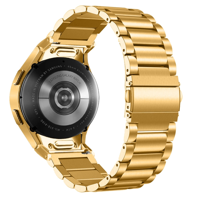 For Samsung Galaxy Watch 6 Quick Release Button Three-bead Stainless Steel Watch Band(Gold) - free shipping - PMC TechLife - Order now!
