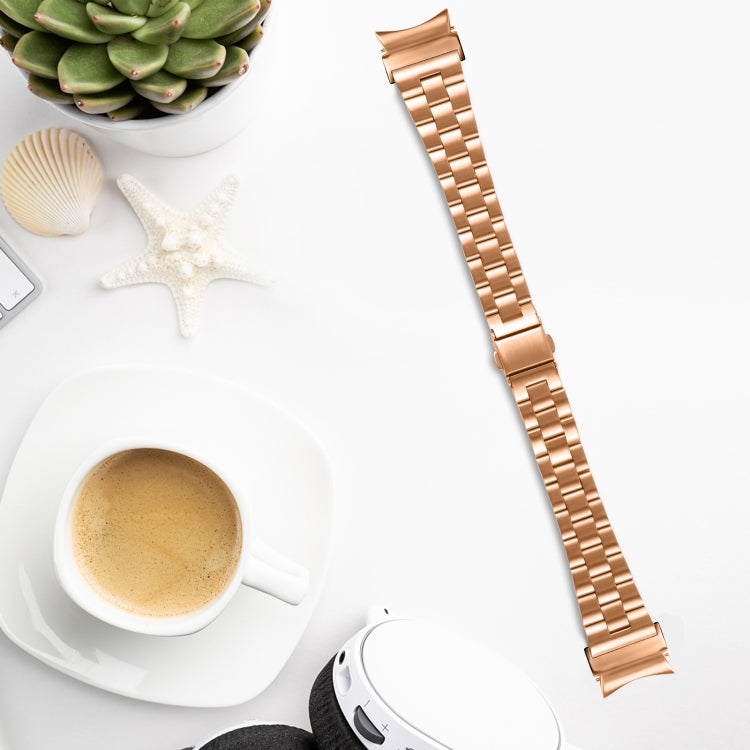 For Samsung Galaxy Watch 6 Quick Release Button Slim Three-bead Stainless Steel Watch Band(Rose Gold) - free shipping - PMC TechLife - Order now!