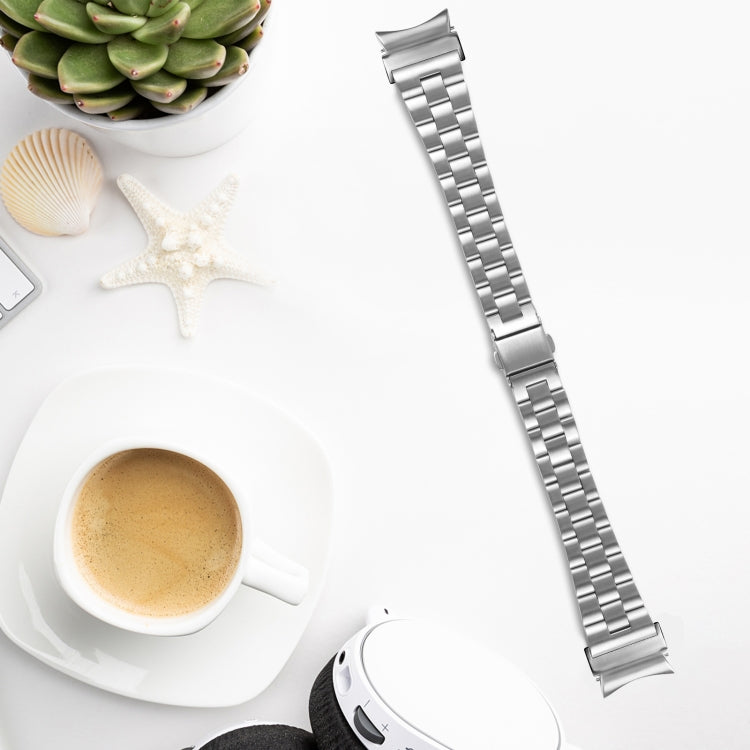 For Samsung Galaxy Watch 6 Quick Release Button Slim Three-bead Stainless Steel Watch Band(Silver) - free shipping - PMC TechLife - Order now!