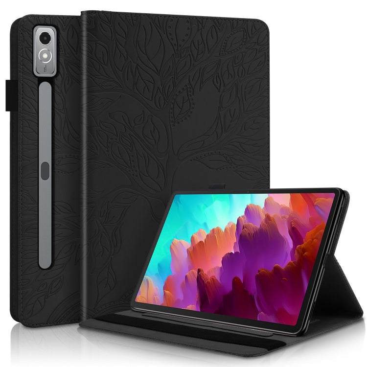 For Lenovo Tab P12 / Xiaoxin Pad Pro 12.7 2023 Life Tree Series Horizontal Flip Leather Tablet Case(Black) - Lenovo by PMC TechLife | Online Shopping South Africa | PMC TechLife | Buy Now Pay Later Mobicred