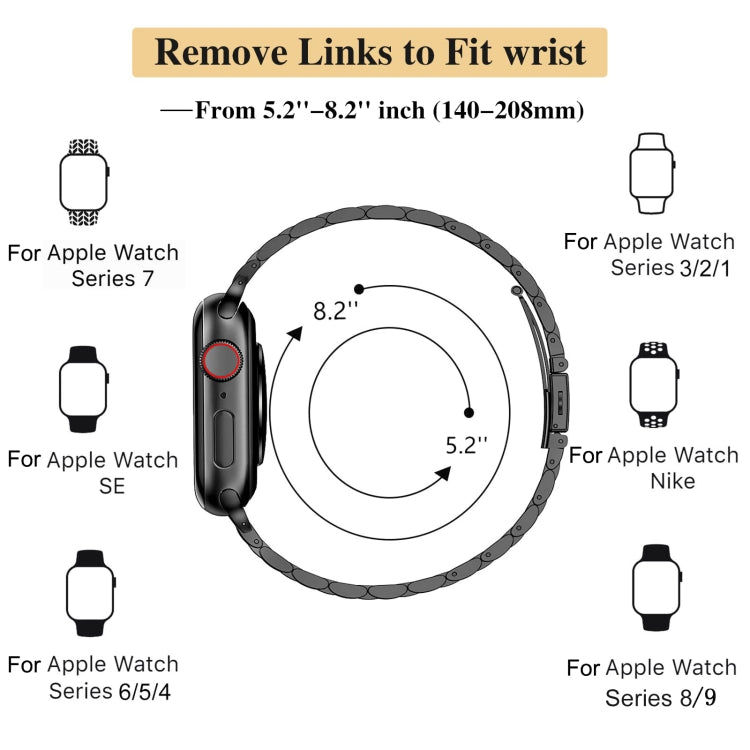 For Apple Watch Series 6 40mm Slim Seven Bead Slingshot Buckle Metal Watch Band(Black) - Watch Bands by PMC TechLife | Online Shopping South Africa | PMC TechLife