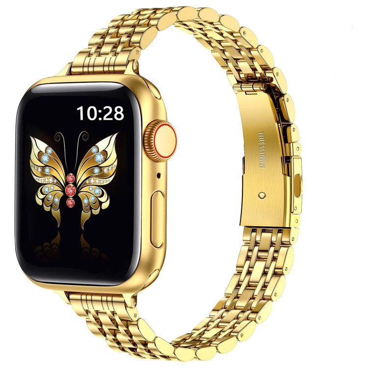 For Apple Watch Series 2 42mm Slim Seven Bead Slingshot Buckle Metal Watch Band(Gold) - free shipping - PMC TechLife - Order now!
