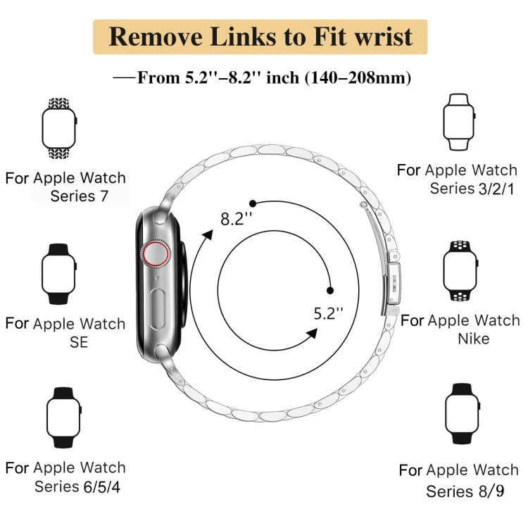 For Apple Watch 38mm Slim Seven Bead Slingshot Buckle Metal Watch Band(Silver) - Watch Bands by PMC TechLife | Online Shopping South Africa | PMC TechLife