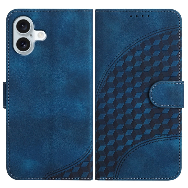 For iPhone 16 Plus YX0060 Elephant Head Embossed Phone Leather Case with Lanyard(Royal Blue) - free shipping - PMC TechLife - Order now!