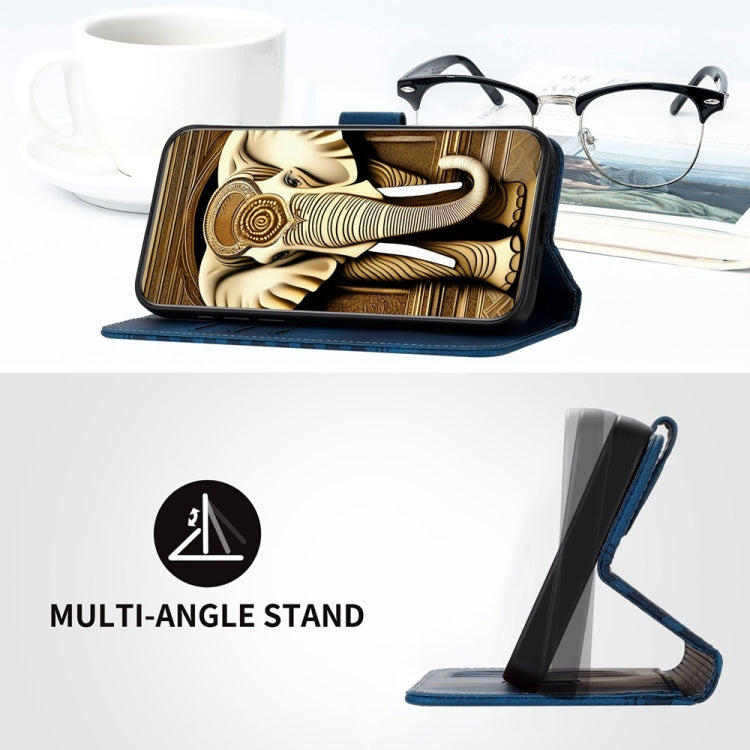 For iPhone 16 Plus YX0060 Elephant Head Embossed Phone Leather Case with Lanyard(Royal Blue) - free shipping - PMC TechLife - Order now!