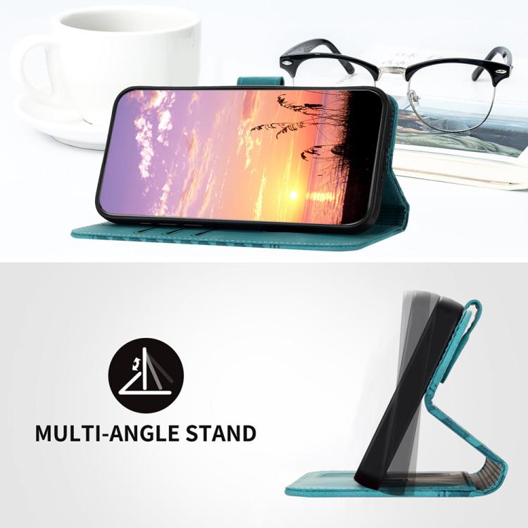 For iPhone 17 Pro YX0060 Elephant Head Embossed Phone Leather Case with Lanyard(Light Blue) - free shipping - PMc TechLife - Order now!