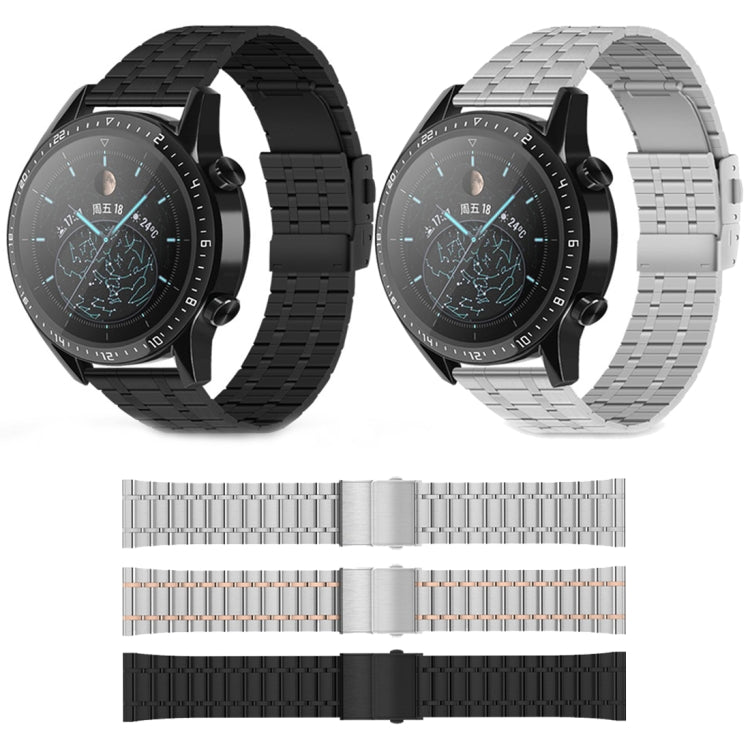 20mm Universal Dual Press Buckle Five-bead Stainless Steel Watch Band(Silver) - free shipping - PMC TechLife - Order now!