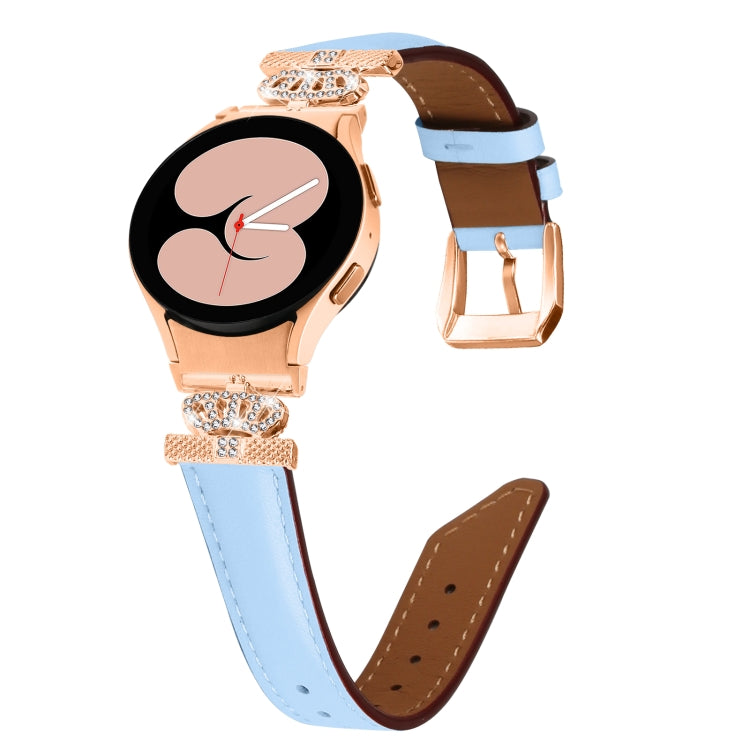 For Samsung Galaxy Watch6 / 6 Classic Crown D-shaped Twill Leather Watch Band(Rose Gold Blue) - free shipping - PMC TechLife - Order now!