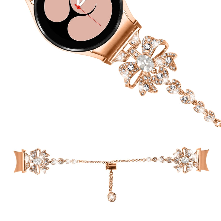For Samsung Galaxy Watch6 / 6 Classic Bowknot Glitter Diamond Bracelet Watch Band(Rose Gold) - Watch Bands by PMC TechLife | Online Shopping South Africa | PMC TechLife