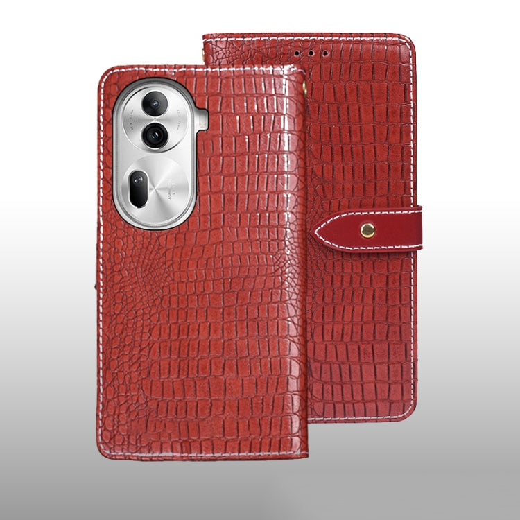For OPPO Reno11 Pro 5G Global idewei Crocodile Texture Leather Phone Case(Red) - free shipping - PMC Jewellery - Order now!