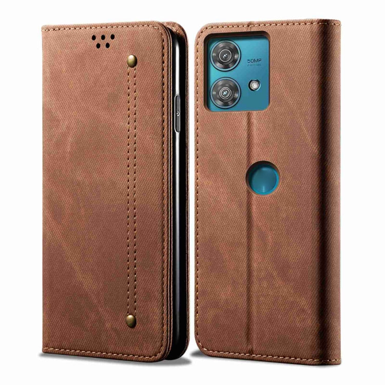 For Motorola Edge 40 Neo Denim Texture Flip Leather Phone Case(Brown) - free shipping - PMC TechLife - Order now!
