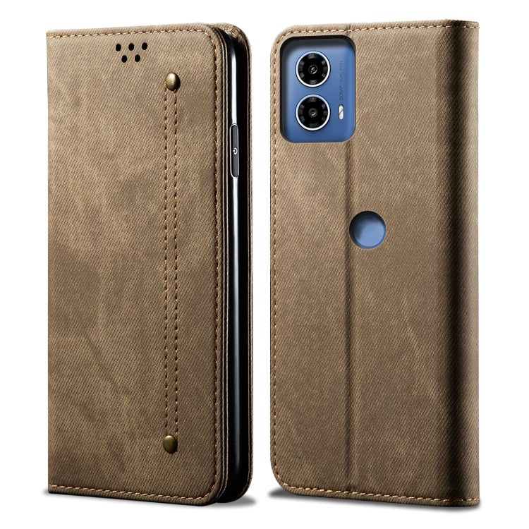 For Motorola Edge 50 Fusion Denim Texture Flip Leather Phone Case(Khaki) - free shipping - PMC TechLife - Order now!