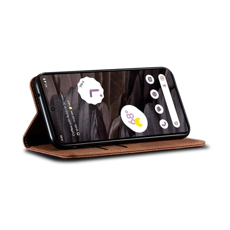 For Motorola Edge 50 Fusion Denim Texture Flip Leather Phone Case(Brown) - free shipping - PMC TechLife - Order now!