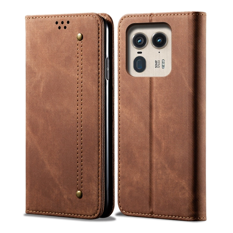For Motorola Edge 50 Ultra Denim Texture Flip Leather Phone Case(Brown) - free shipping - PMC TechLife - Order now!