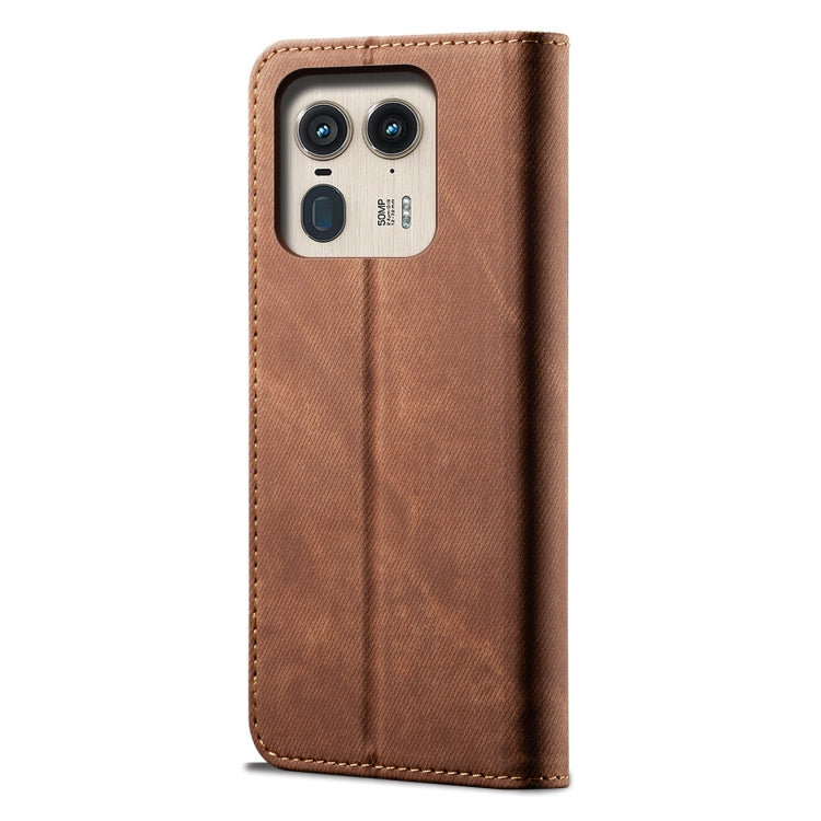 For Motorola Edge 50 Ultra Denim Texture Flip Leather Phone Case(Brown) - free shipping - PMC TechLife - Order now!