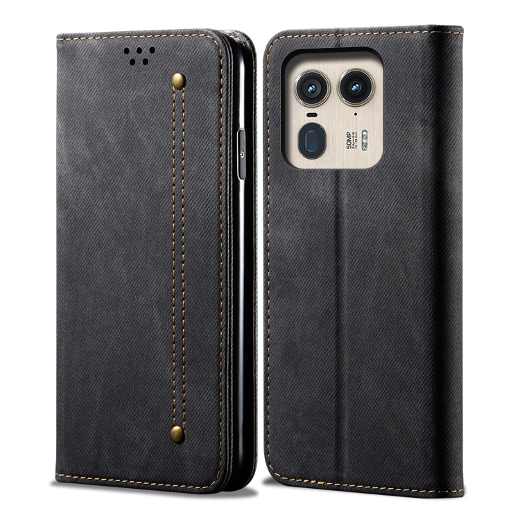 For Motorola Edge 50 Ultra Denim Texture Flip Leather Phone Case(Black) - free shipping - PMC TechLife - Order now!