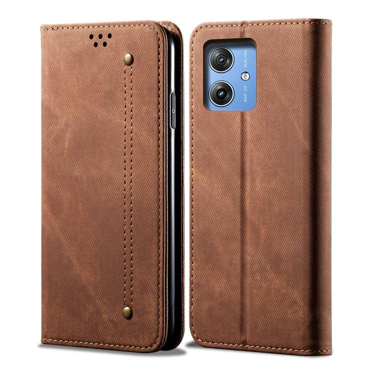 For Motorola Moto G54 Power 5G Denim Texture Flip Leather Phone Case(Brown) - free shipping - PMC TechLife - Order now!