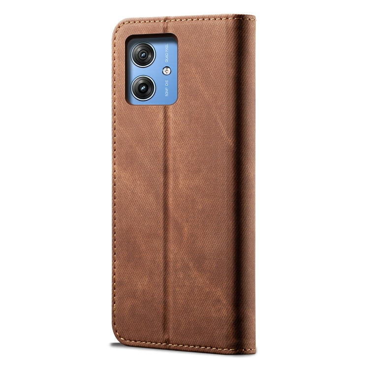 For Motorola Moto G54 Power 5G Denim Texture Flip Leather Phone Case(Brown) - free shipping - PMC TechLife - Order now!