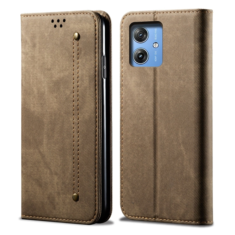 For Motorola Moto G64 5G Global Denim Texture Flip Leather Phone Case(Khaki) - free shipping - PMC TechLife - Order now!