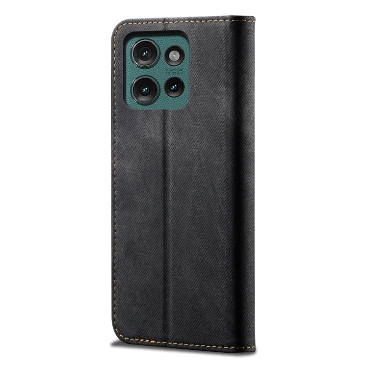 For Motorola Edge 50 5G Global Denim Texture Flip Leather Phone Case(Black) - free shipping - PMC TechLife - Order now!
