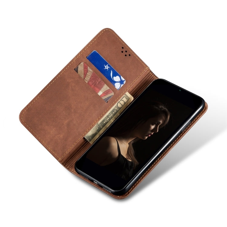 For Motorola Moto G34 5G / G45 5G Denim Texture Flip Leather Phone Case(Brown) - free shipping - PMC TechLife - Order now!