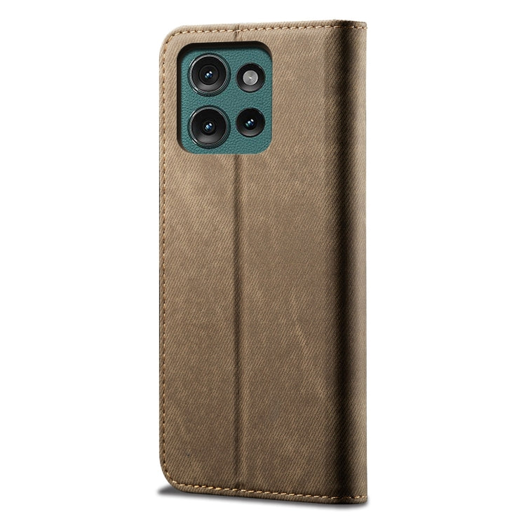 For Motorola Moto G75 5G Denim Texture Flip Leather Phone Case(Khaki) - free shipping - PMC TechLife - Order now!