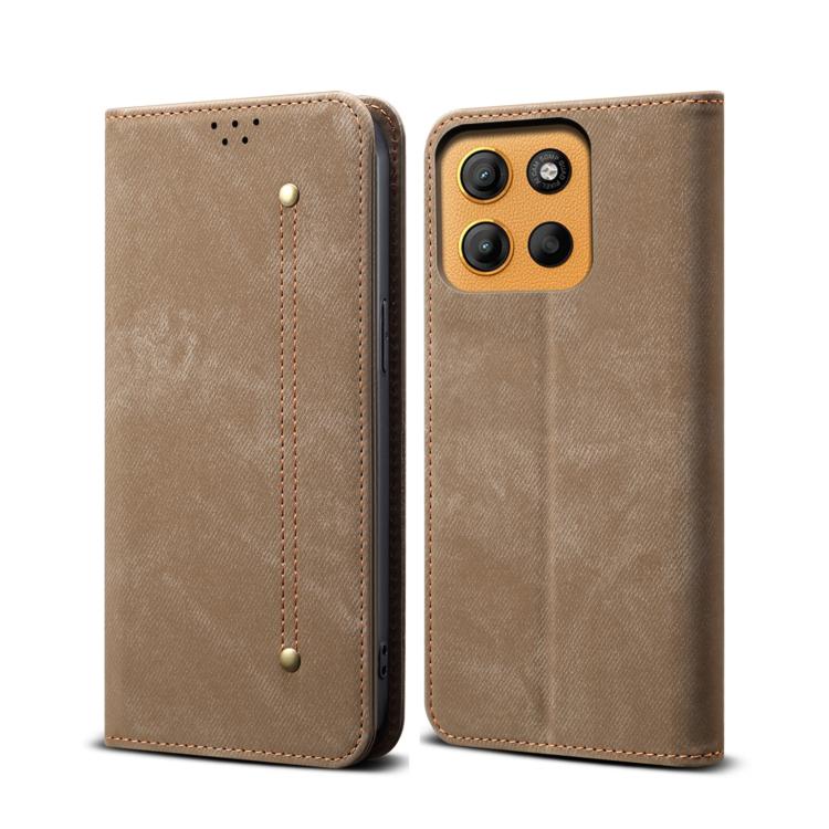 For Motorola Moto G15 Denim Texture Flip Leather Phone Case(Khaki) - free shipping - PMC TechLife - Order now!