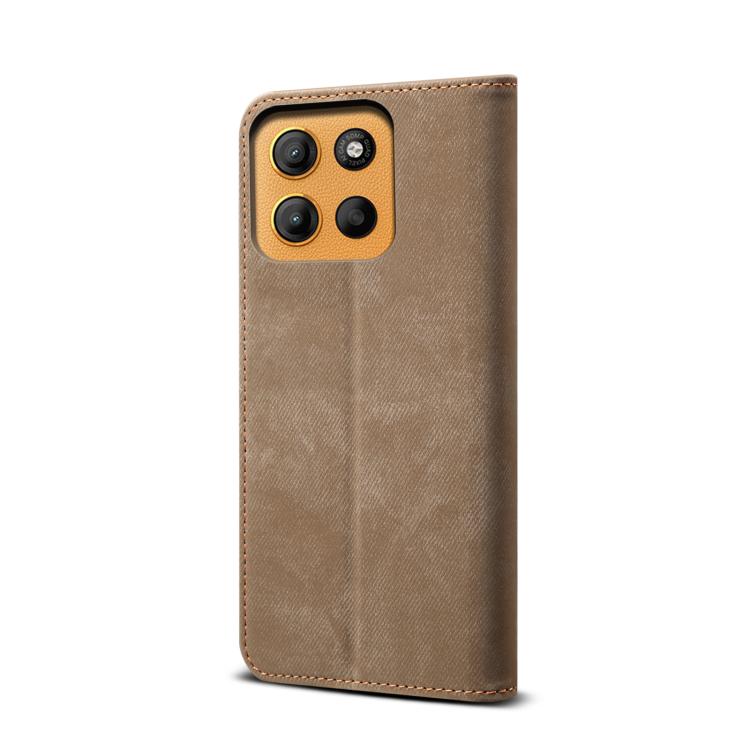 For Motorola Moto G15 Denim Texture Flip Leather Phone Case(Khaki) - free shipping - PMC TechLife - Order now!